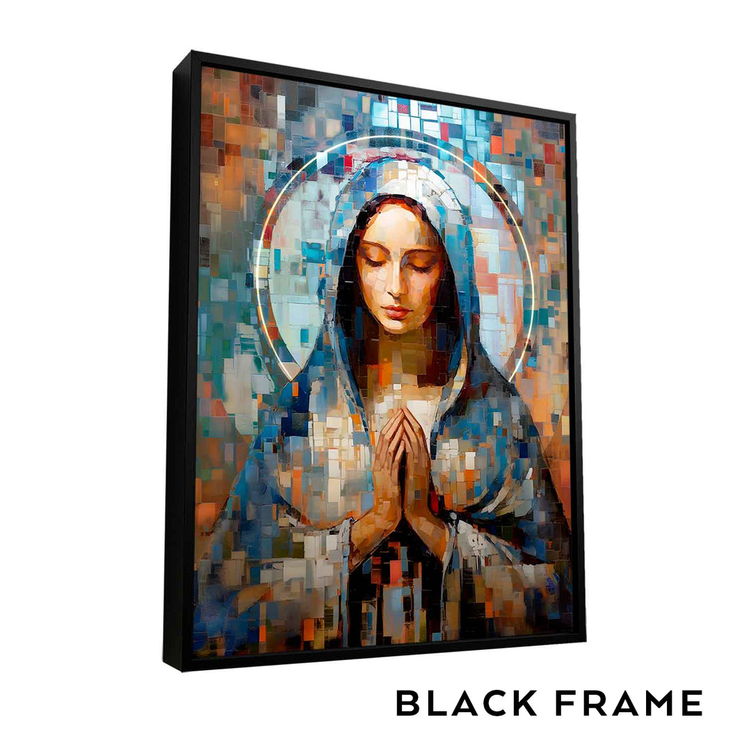 Living Room Decor with Modern Virgin Mary Wall Art