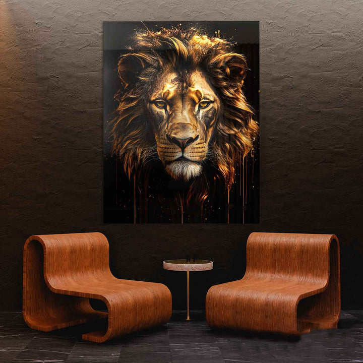 Molten Gold Lion Canvas – Regal Golden Lion Wall Art