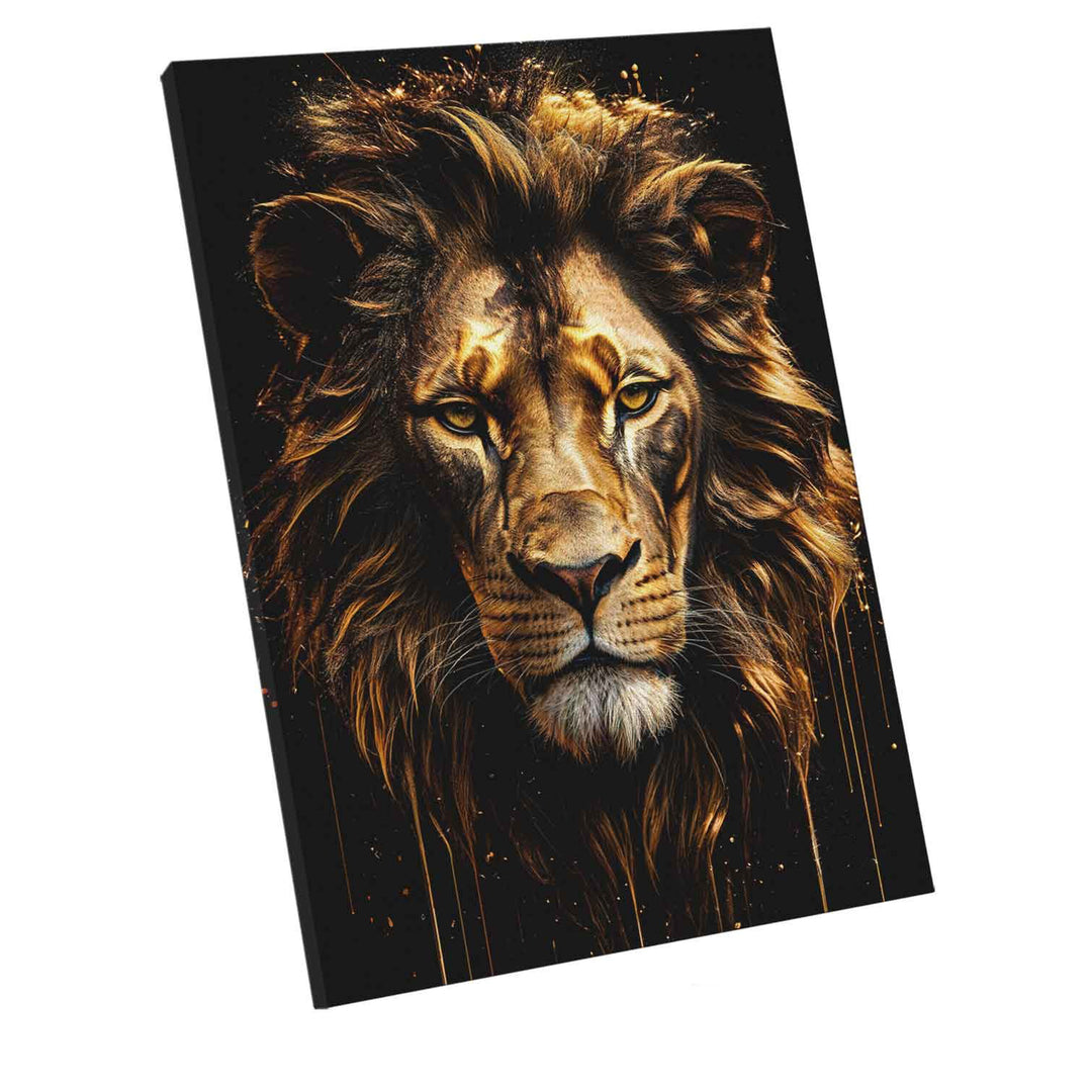 Molten Gold Lion Canvas – Regal Golden Lion Wall Art