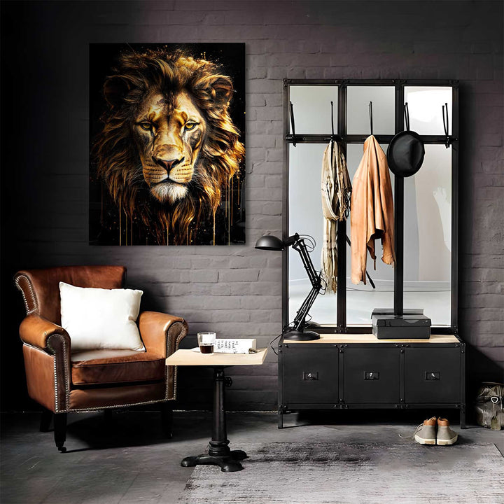 Molten Gold Lion Canvas – Regal Golden Lion Wall Art