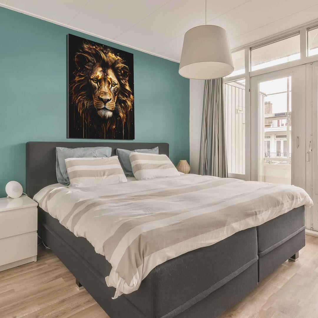 Molten Gold Lion Canvas – Regal Golden Lion Wall Art