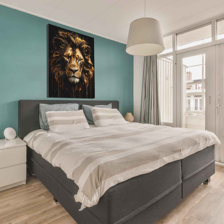 Molten Gold Lion Canvas – Regal Golden Lion Wall Art