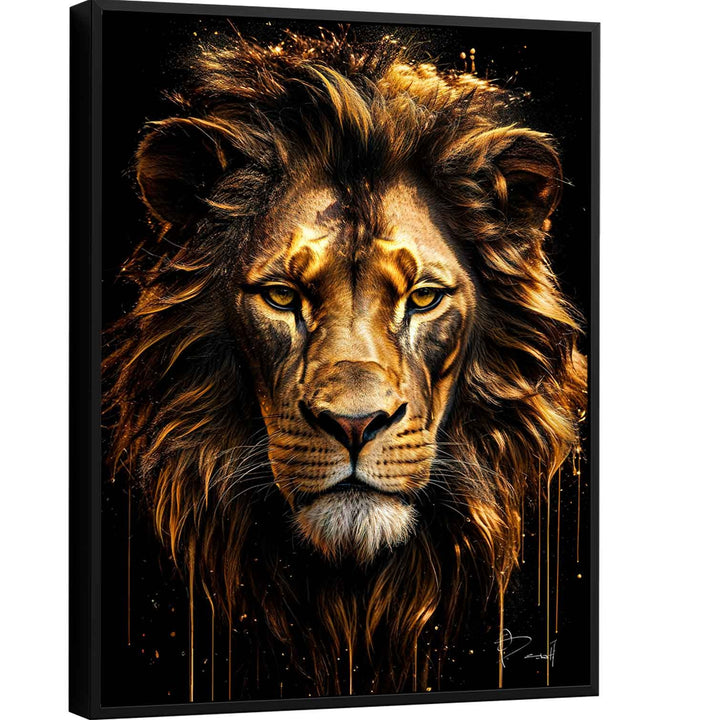 Molten Gold Lion Canvas – Regal Golden Lion Wall Art