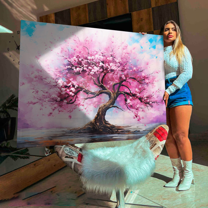 Cherry Blossom Tree of Life Canvas – Pink Tree Art