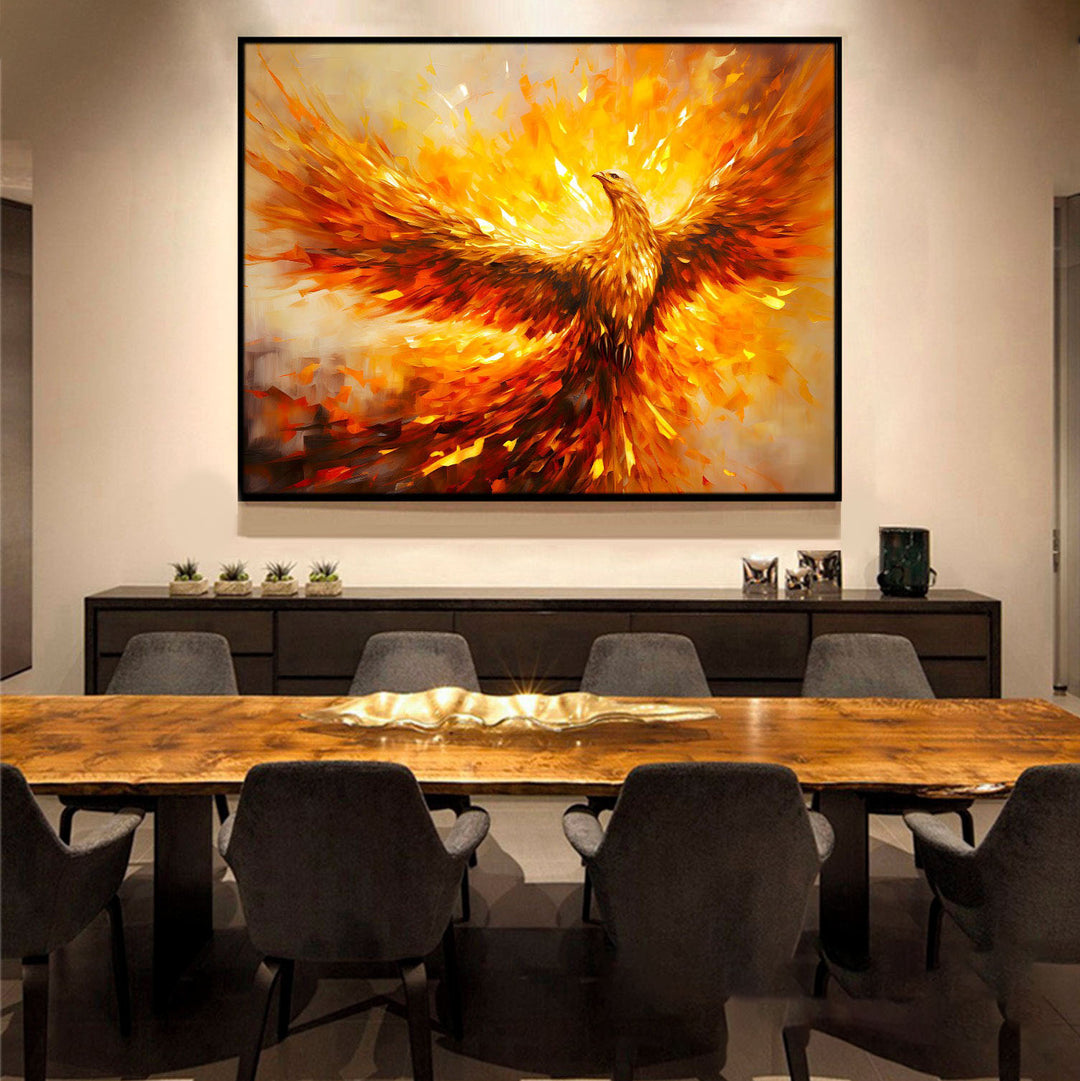 Phoenix Rebirth Canvas Art – Majestic Fire Bird Wall Decor