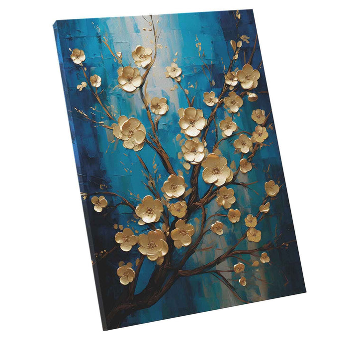 Abstract Blue Wild Flower Painting