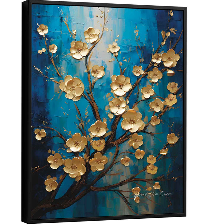 Abstract Blue Wild Flower Painting