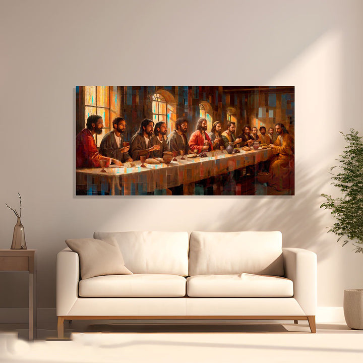 Holy Supper Grid Canvas – Modern Last Supper Wall Art