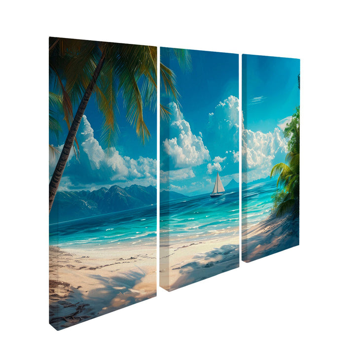 Paradise Beach 3 Piece Canvas Set – Tropical Ocean Wall Art