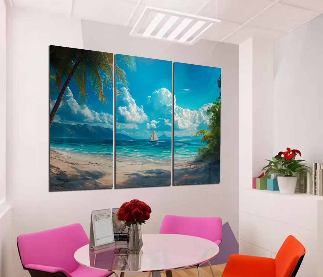 Paradise Beach 3 Piece Canvas Set – Tropical Ocean Wall Art