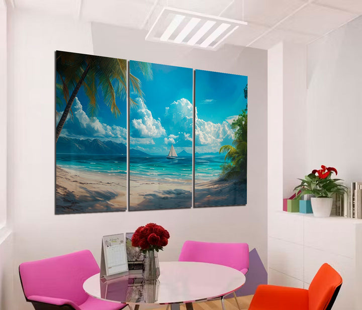 Paradise Beach 3 Piece Canvas Set – Tropical Ocean Wall Art