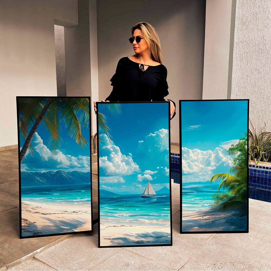 Paradise Beach 3 Piece Canvas Set – Tropical Ocean Wall Art
