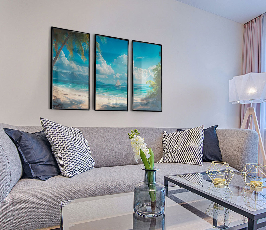 Paradise Beach 3 Piece Canvas Set – Tropical Ocean Wall Art