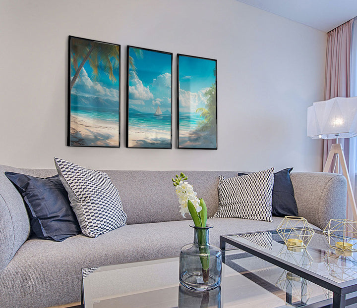 Paradise Beach 3 Piece Canvas Set – Tropical Ocean Wall Art