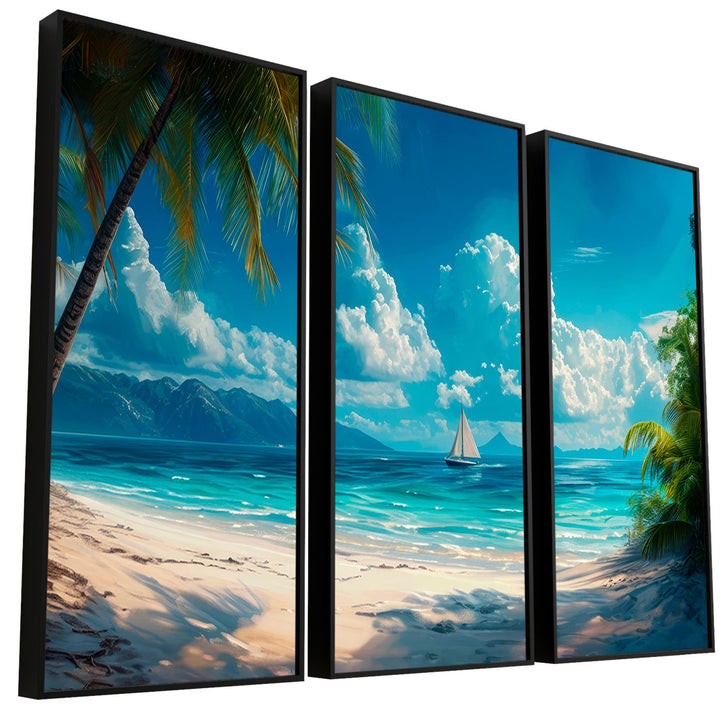 Paradise Beach 3 Piece Canvas Set – Tropical Ocean Wall Art
