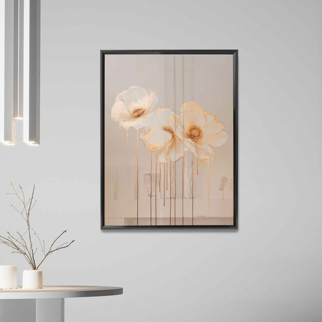 Molten Gold Floral Canvas Wall Art – Elegant Golden Flower