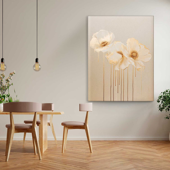 Molten Gold Floral Canvas Wall Art – Elegant Golden Flower