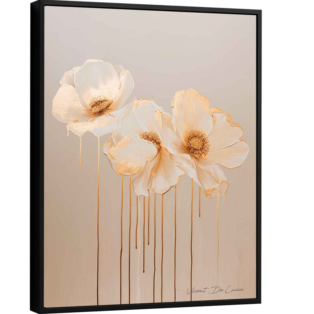 Molten Gold Floral Canvas Wall Art – Elegant Golden Flower