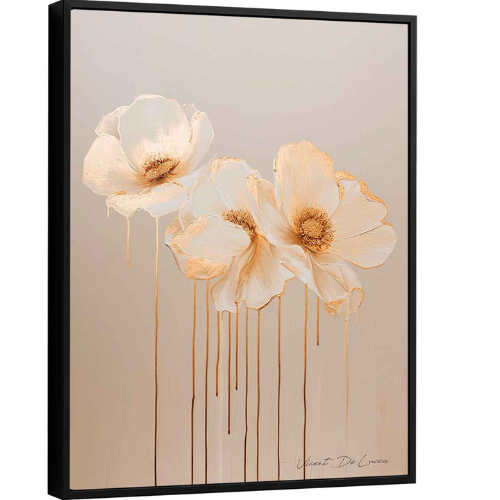 Molten Gold Floral Canvas Wall Art – Elegant Golden Flower