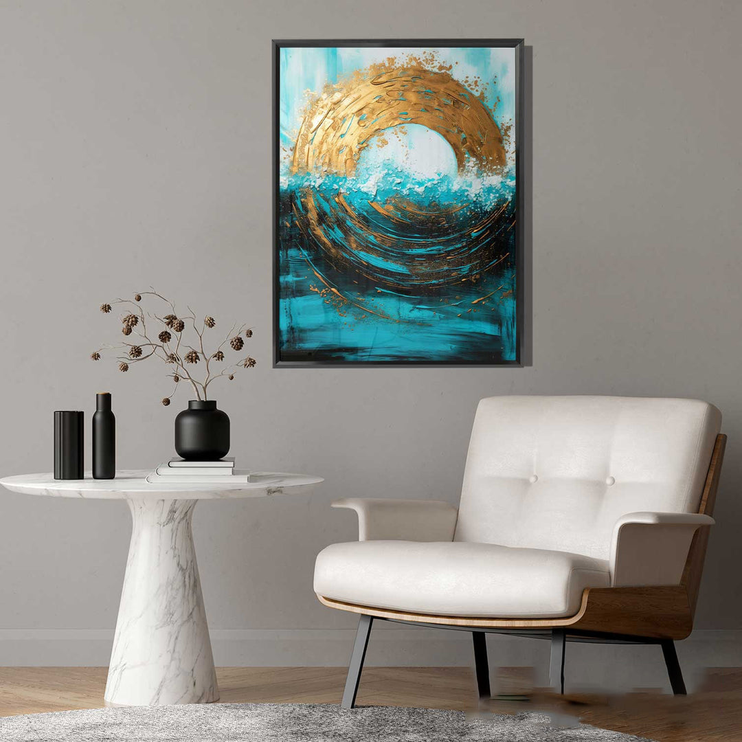 Abstract Canvas Wall Art – Meeting Of The Sun And The Sea Painting