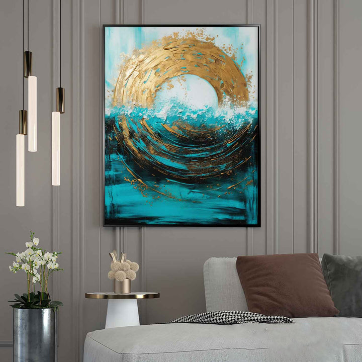 Abstract Canvas Wall Art – Meeting Of The Sun And The Sea Painting