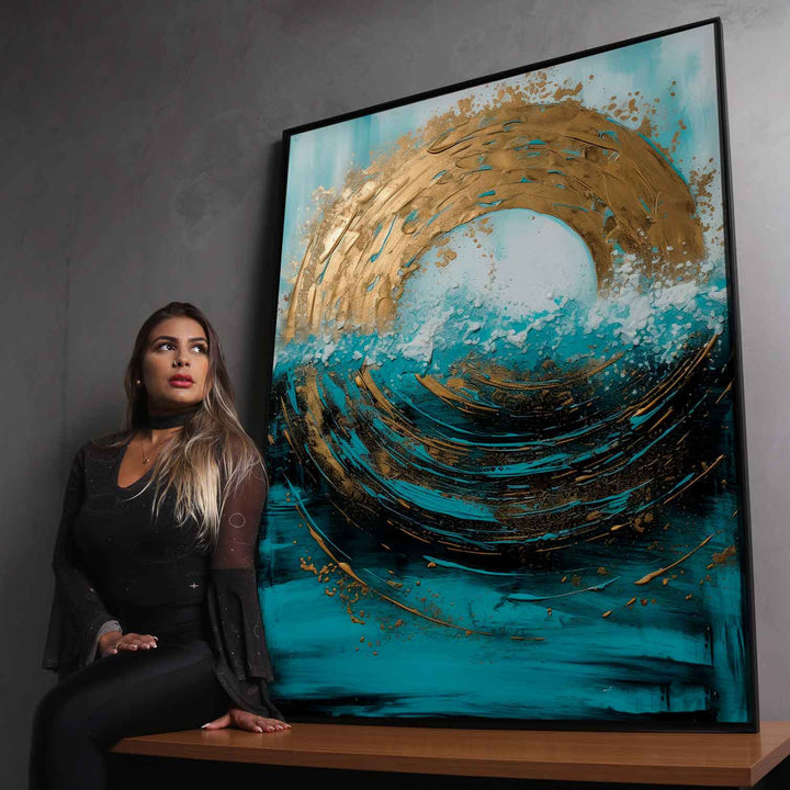 Abstract Canvas Wall Art – Meeting Of The Sun And The Sea Painting