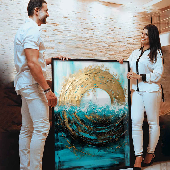 Abstract Canvas Wall Art – Meeting Of The Sun And The Sea Painting