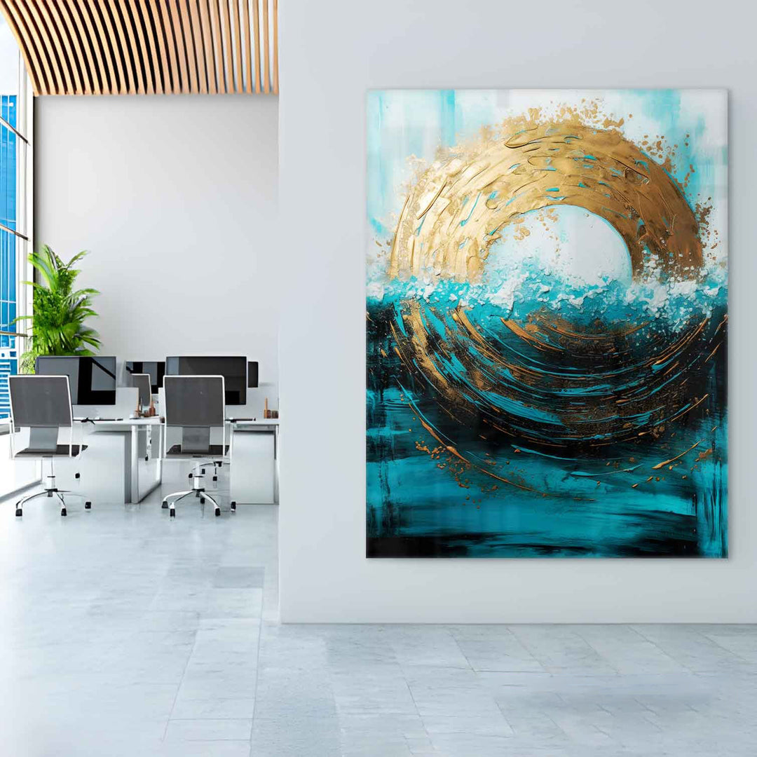 Abstract Canvas Wall Art – Meeting Of The Sun And The Sea Painting