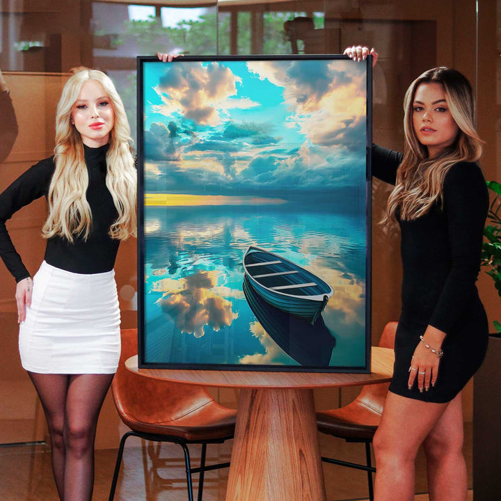 Blue Abstract Boat Sea Painting