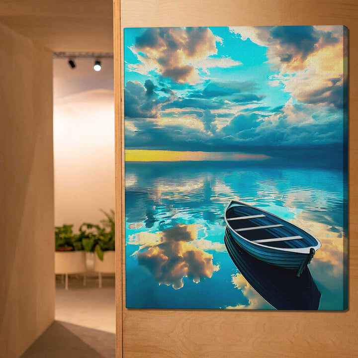 Blue Abstract Boat Sea Painting