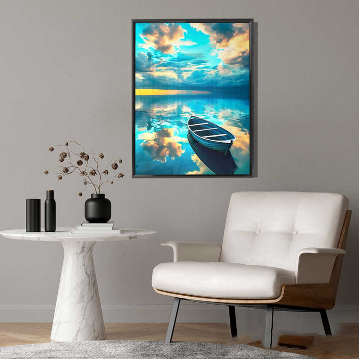 Blue Abstract Boat Sea Painting