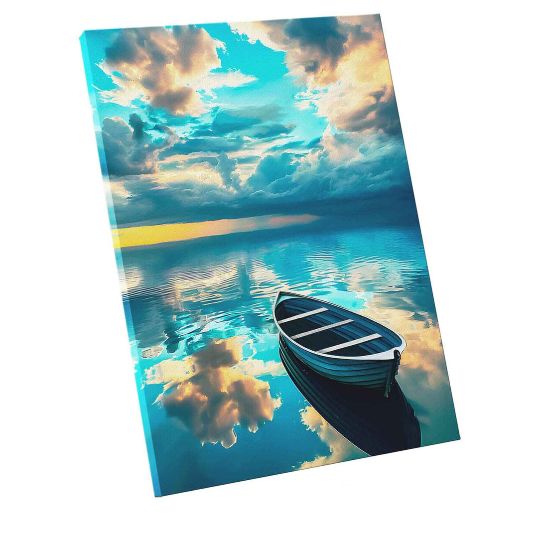 Blue Abstract Boat Sea Painting