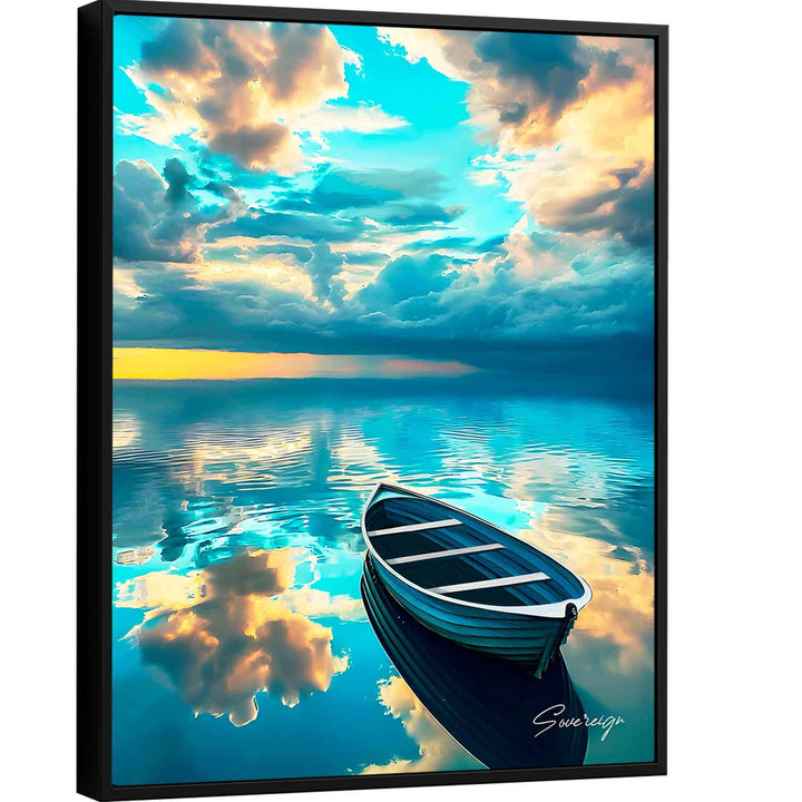 Blue Abstract Boat Sea Painting