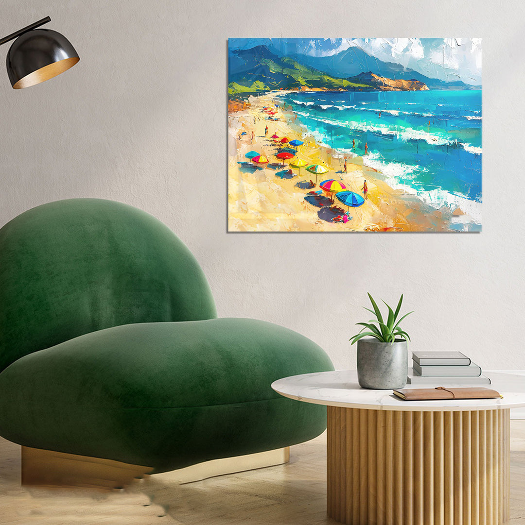 Beach Sunny Day Canvas Print – Ocean Coastal Wall Art