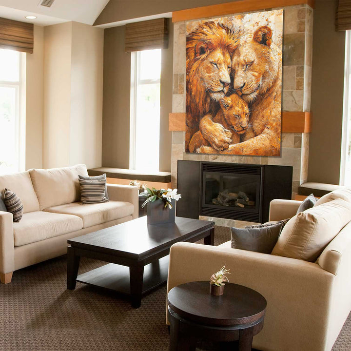 Cozy Lion Family Painting