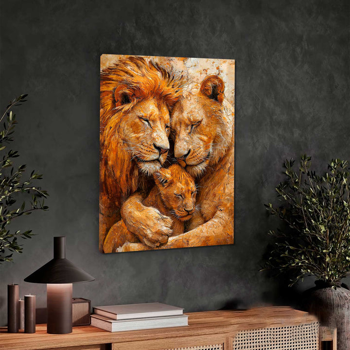 Cozy Lion Family Painting