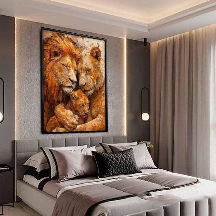 Cozy Lion Family Painting