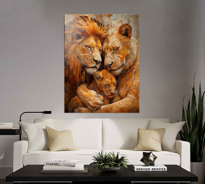 Cozy Lion Family Painting