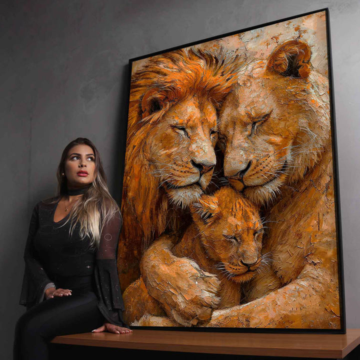 Cozy Lion Family Painting