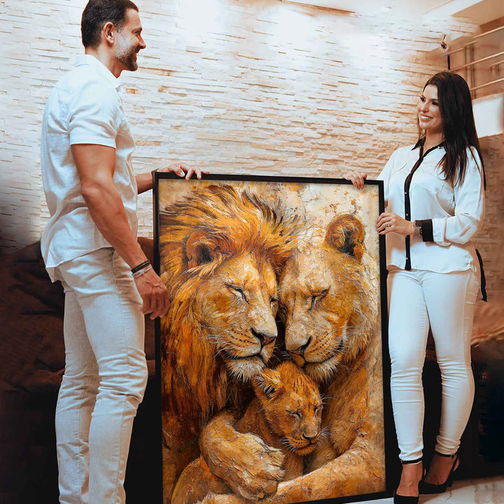 Cozy Lion Family Painting