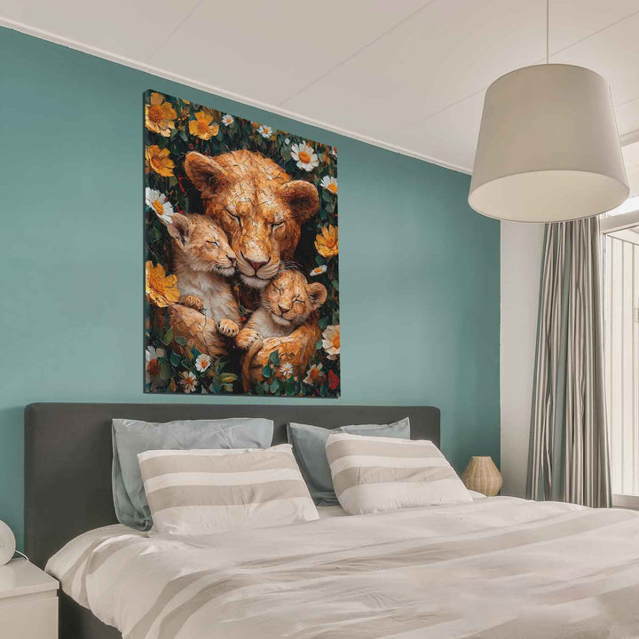 Mother Lioness and Cubs Canvas Print