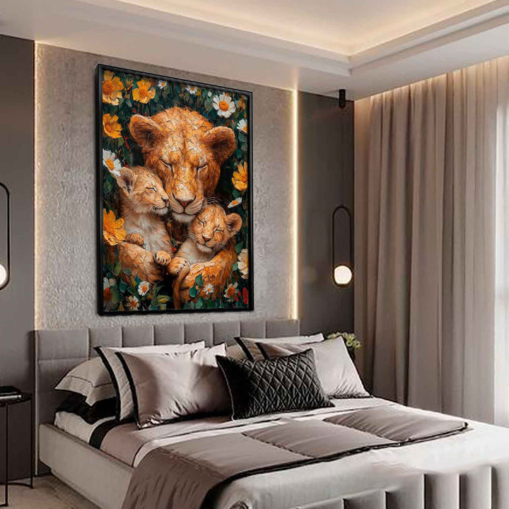 Mother Lioness and Cubs Canvas Print