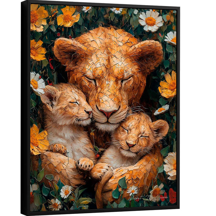 Mother Lioness and Cubs Canvas Print