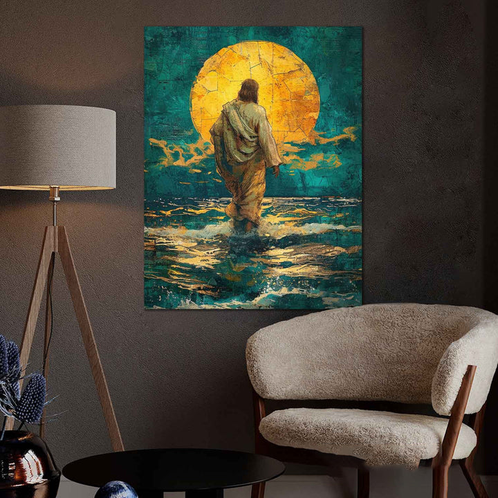 Abstract Painting of Jesus on Water