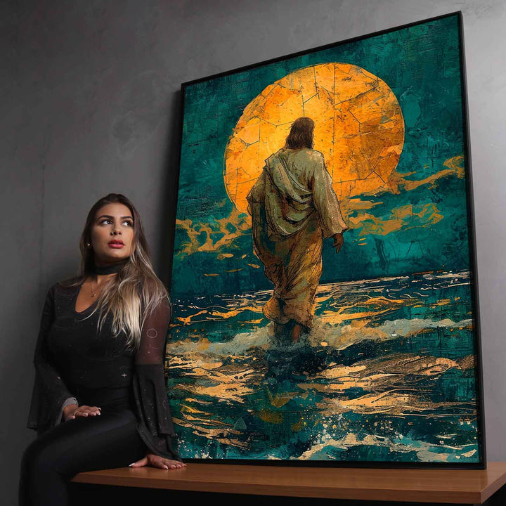 Abstract Painting of Jesus on Water