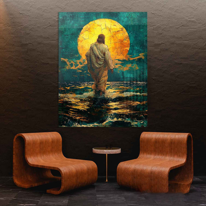 Abstract Painting of Jesus on Water