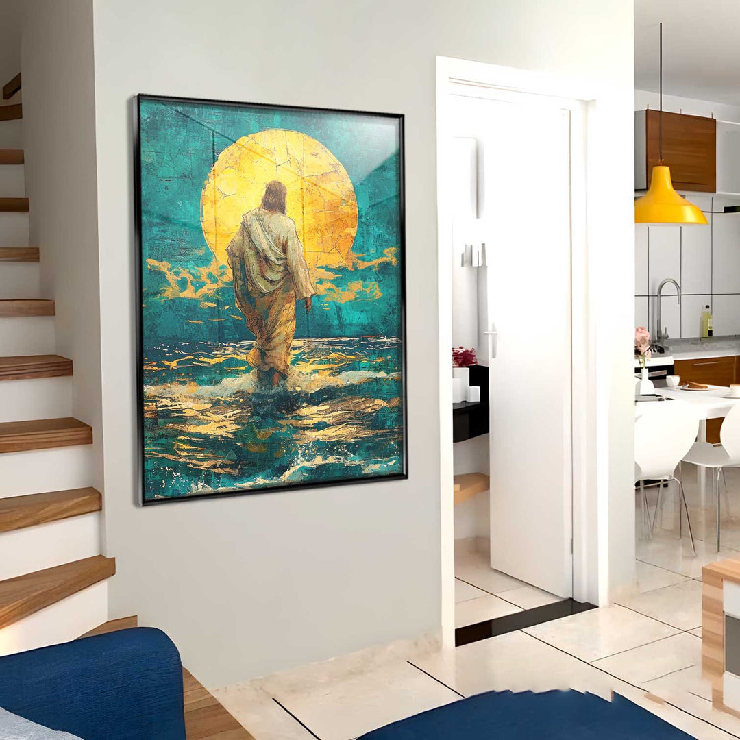 Abstract Painting of Jesus on Water