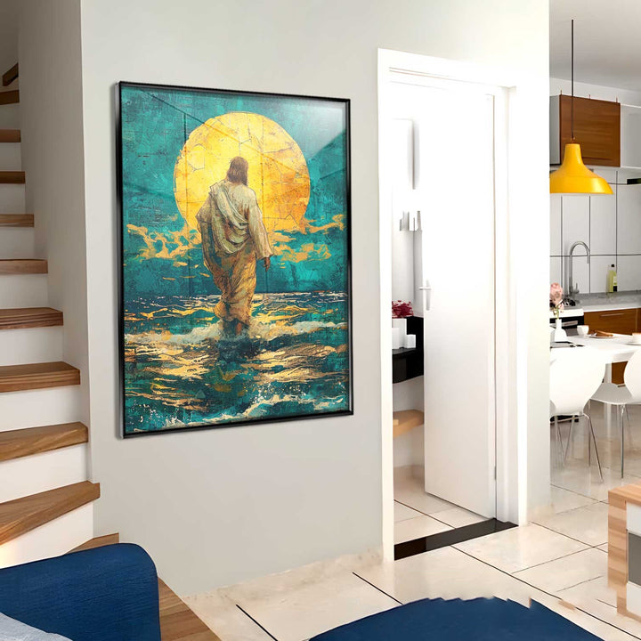 Abstract Painting of Jesus on Water