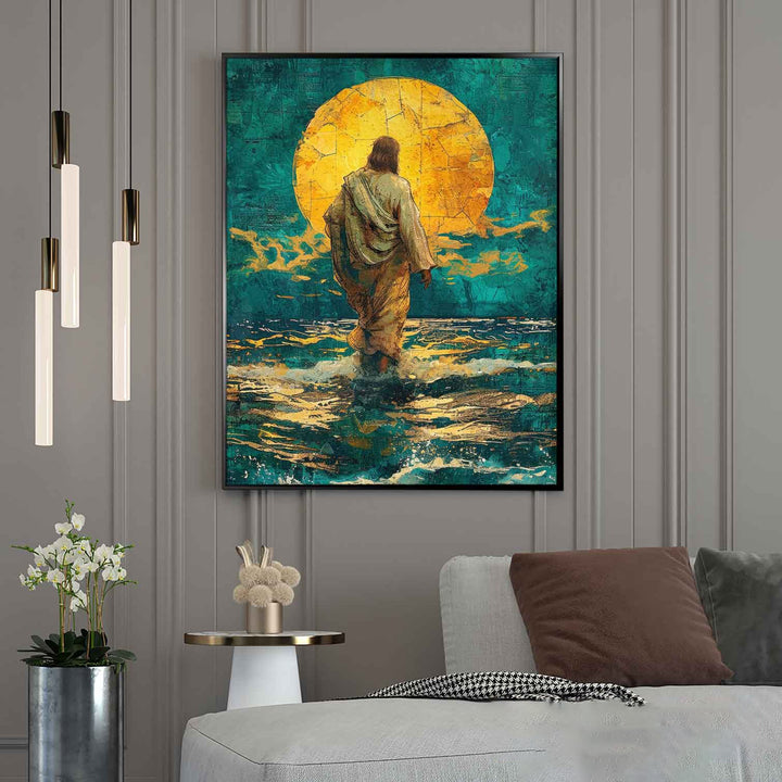 Abstract Painting of Jesus on Water