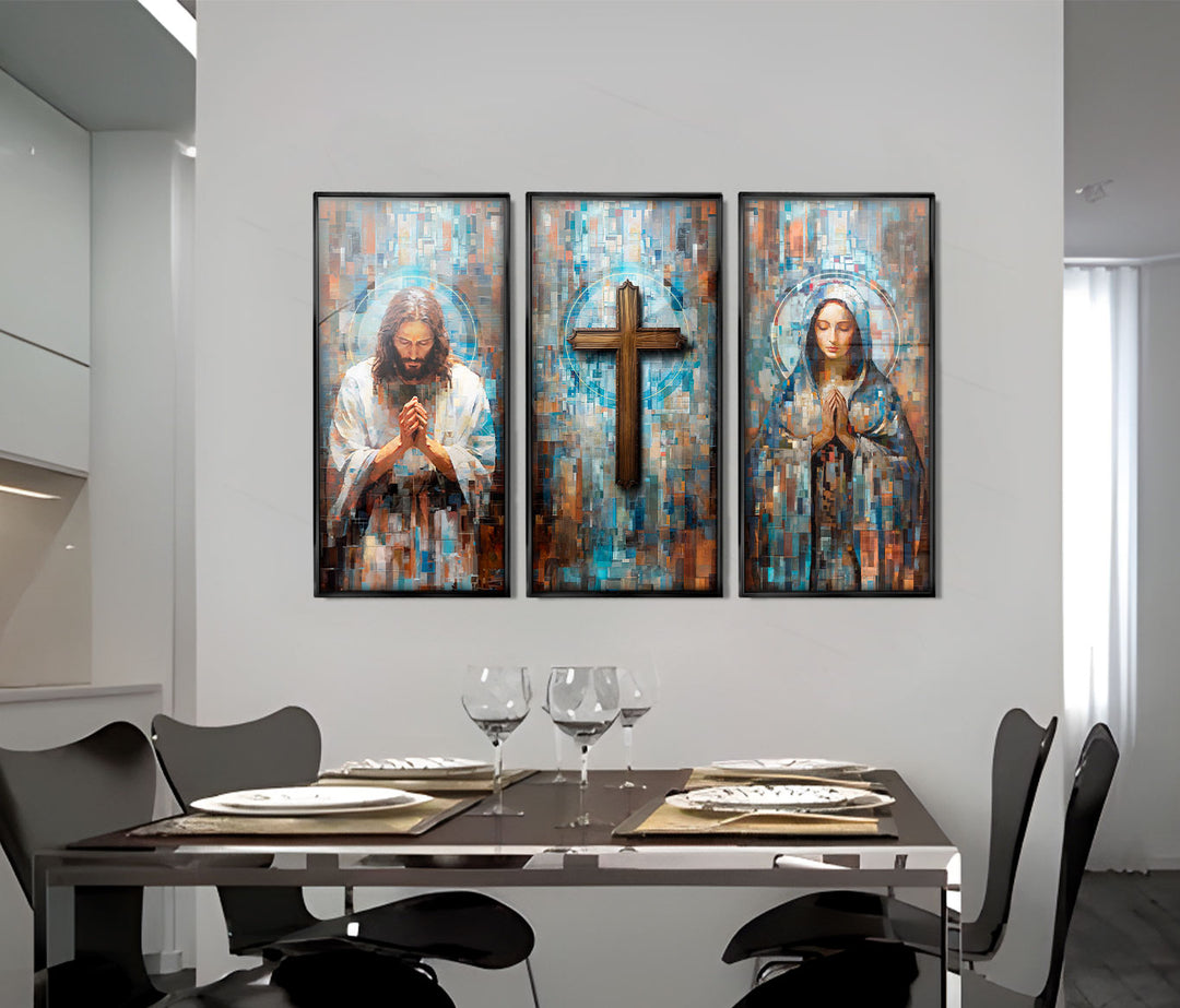 Jesus and Mary Abstract Grid Canvas Print